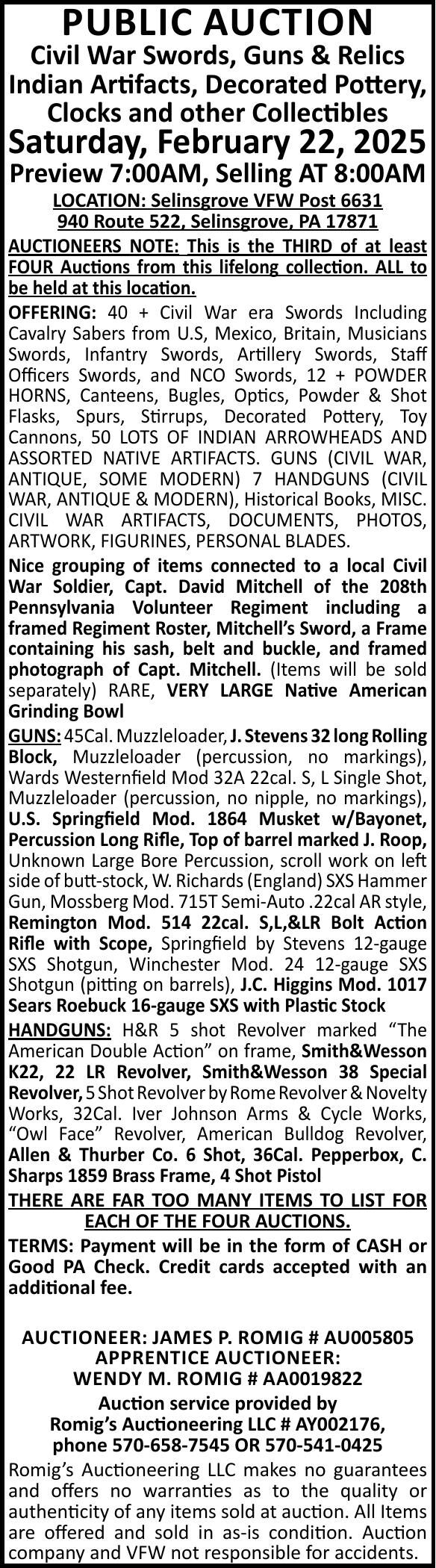 17871-2/22 CIVIL WAR/GUNS/RELICS