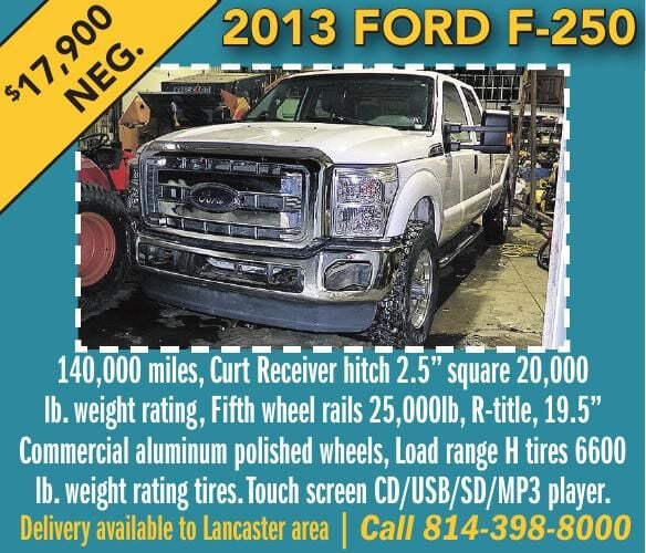 2013 Ford F250, Curt 2.5" Receiver Hitch, 20k lb.