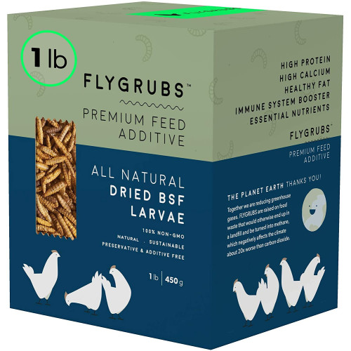 FLYGRUBS | Dried Black Soldier Fly Grubs for Birds Hens Ducks Reptiles (1 lb) - Non-GMO - 85X More Calcium Than Meal Worms